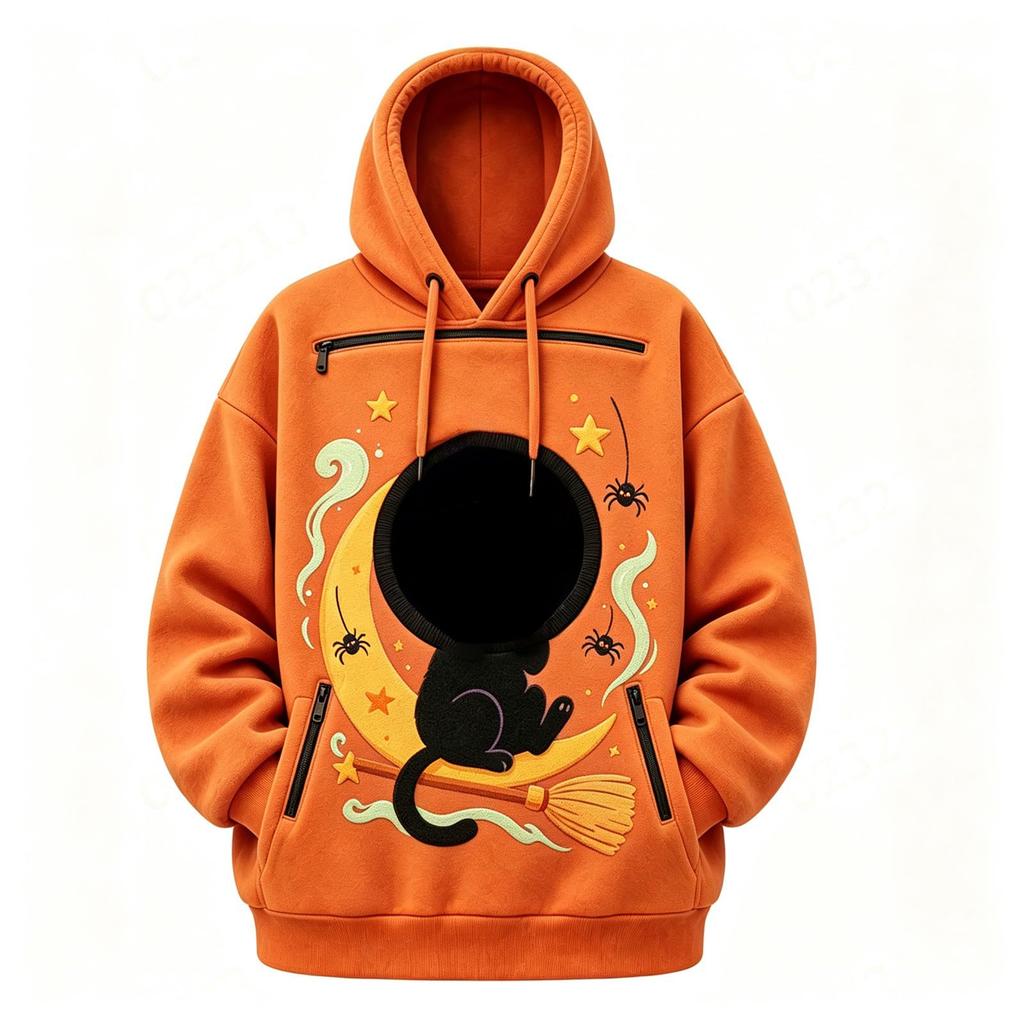 Unisex Long Sleeve and Dog Pocket Sweatshirt Hoodie, Loose Fit Casual Warm Pullover