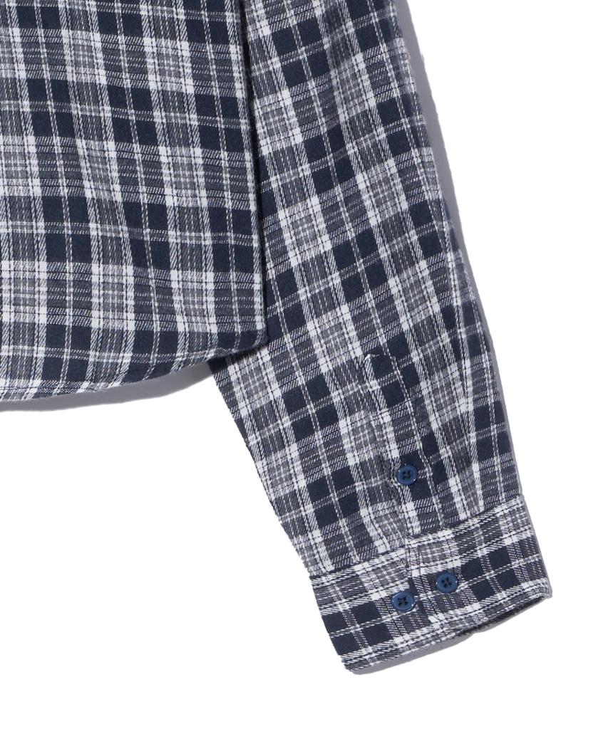 VIVABROWN 85-Viva090 Sand Crop Long Sleeve Check Shirt Navy
