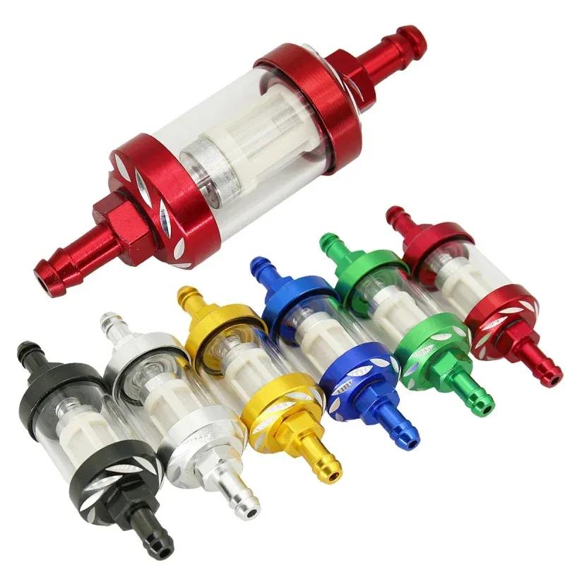 CNC 8mm Aluminum Alloy Glass Gas Fuel Gasoline Oil Filter Moto for Dirt Pit Bike 125/140/150/160cc CRF70 90 110 TTR100 110 KLX65