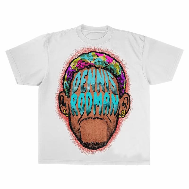 Summer Vintage DENNIS RODMAN American Vintage Rodman Print Men's and Women's Niche Loose Hip Hop Street Short Sleeve T-Shirt