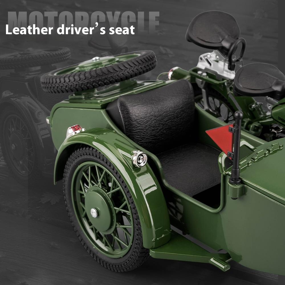 1/10 Alloy Die-cast 750 Tricycle Model, Retro Motorcycle Toys, Simulated Military Enthusiasts Collection Ornaments Gifts