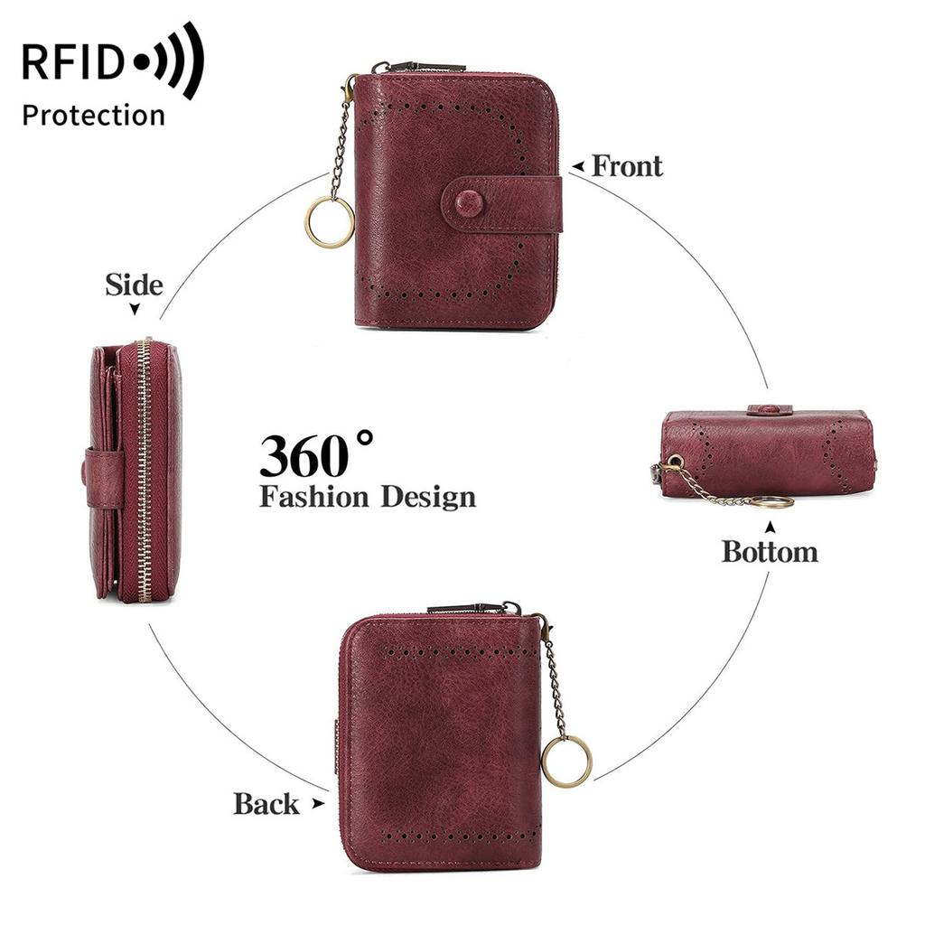 New Anti-theft Brush Women's Wallet Hollow Short Organ Card Bag Retro Large-capacity Wallet