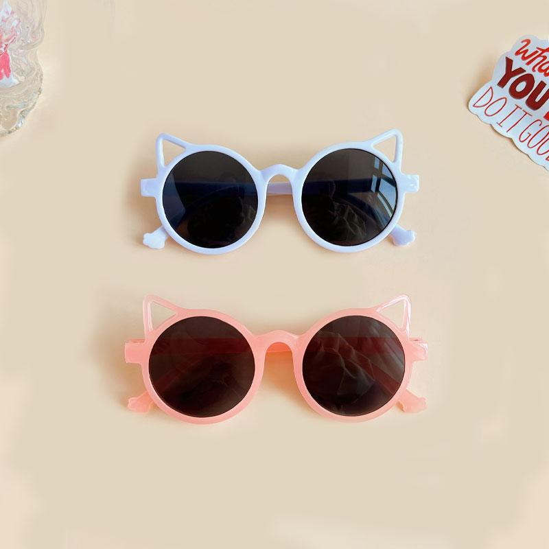 New Children Girls Cute Cat  Ears Sunglasses Outdoor Sun Protection Children Fashion Vintage Classic Sunglasses Protection Kids
