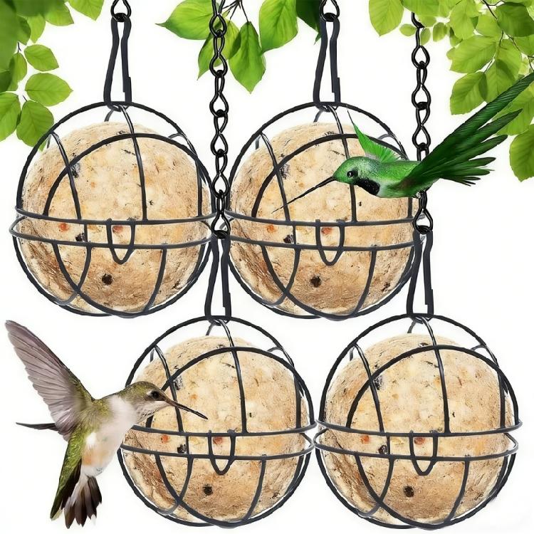 Metal Suet Ball Bird Feeders Set with Hanging Chain Squirrels Proof Bird Feeders for Outdoor Garden Hummingbird Feeders