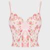 Pink Floral Tie-Up Corset Camisole Tank Top