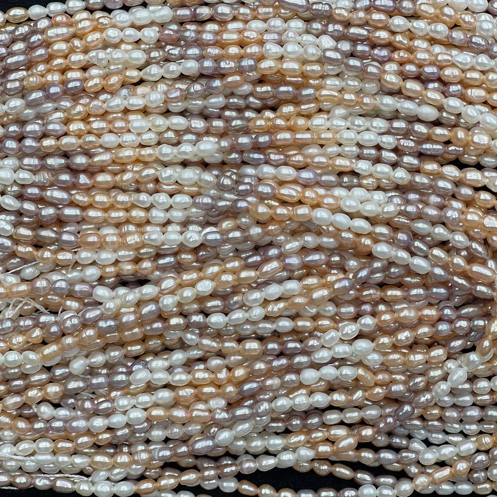 5-6mm Multicolor Rice Natural Freshwater Pearl Strand 36cm Loose Beads for DIY Necklace Jewelry Making