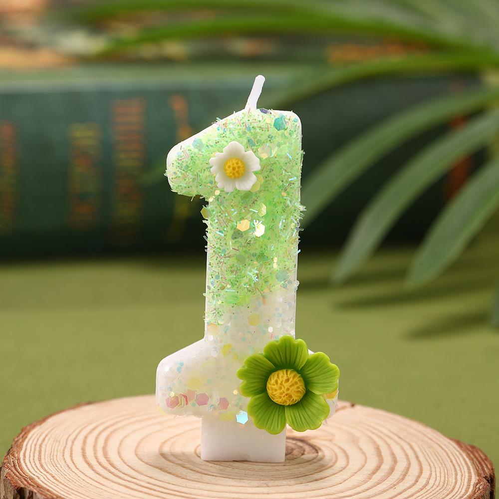 Forest Daisy Number Candles - First Birthday Cake Decorations