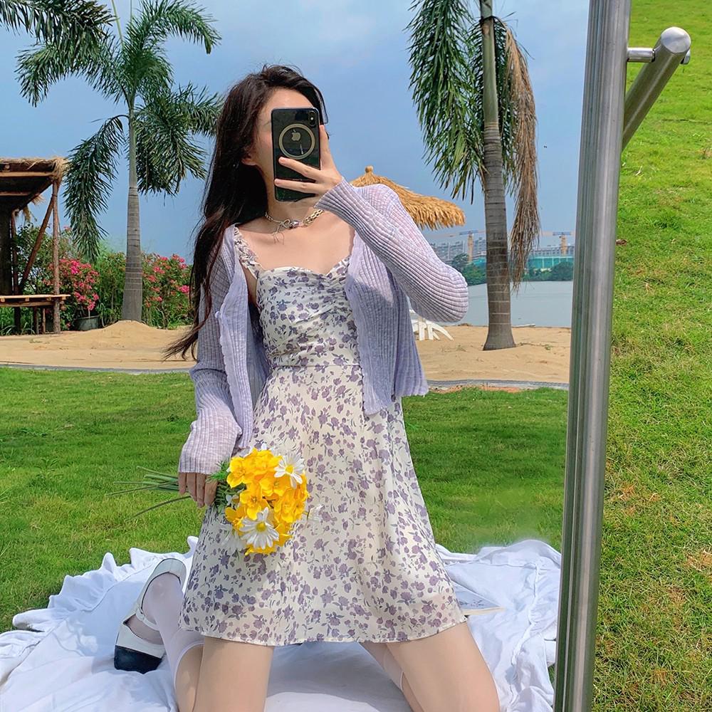 Sommer 2025 Französisches Blumen-Trägerkleid - Niedlicher Damen-Kurzrock