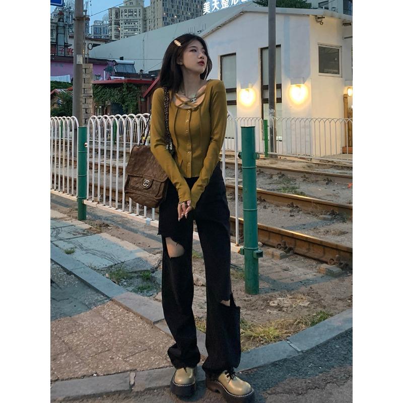 

Горячая девушка интригует ключица тонкий короткий студенческий топ для женщин осенняя одежда новая облегающая футболка с длинным рукавом для женщин XL