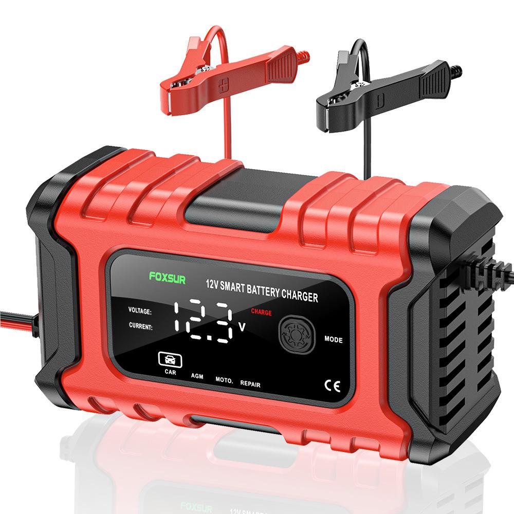 12V 6A Smart Battery Charger for Cars and Motorcycles - Digital Repair Function Included EU Version