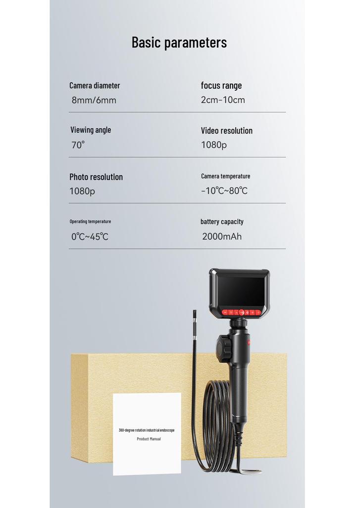360° Steering Industrial Pipeline Inspection Borescope, 4.3-inch Screen, Portable Bendable Handheld Device.