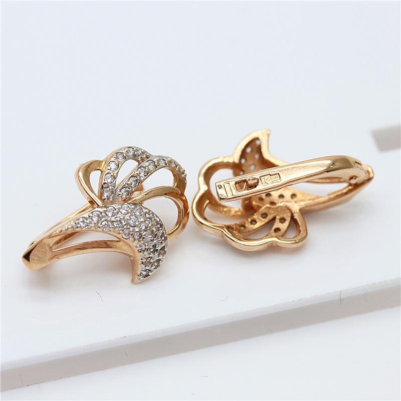 Exquisite Russian Purple Gold Imported Craft Inlaid Zircon Earrings Rose Gold Plated Exquisite Versatile Color Gold Earrings