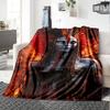 1pc Alien Warrior Portrait Flannel Blanket,Ultra Soft Warm Plush Throw for Home Bedroom Bed Sofa Cover Camping Picnic Gift Y7249