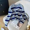 2025 Autumn Korean Style Striped Round Neck Knit Sweater for Women