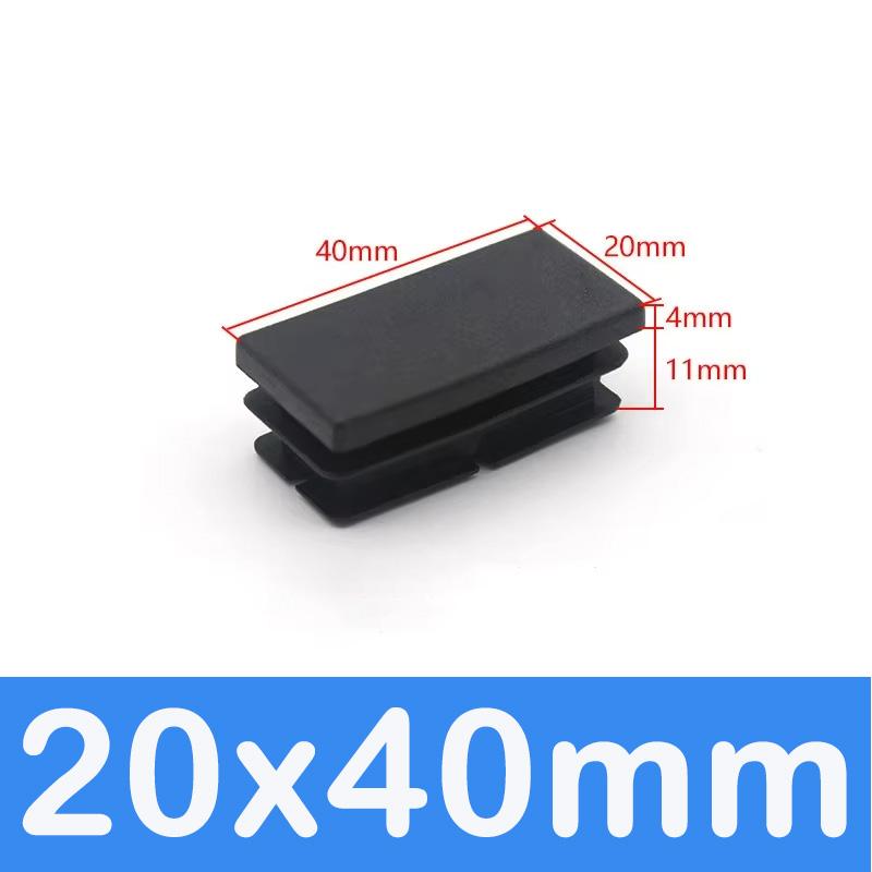 Rechthoekige Buis Dop Inzetstukken Zwart Plastic Afsluitdoppen 10x15mm-60x100mm Meubels Tafels Stoelen Voetdoppen