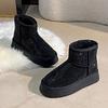 Fashion Women's New Winter Thick Soled Snow Boots Round Head Suede Rhinestone Anti-slip Wear-resistant Short Boots