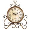 Vintage European Style Iron Clock, Silent Mechanism Creative Tabletop Clock for Living Room Decoration Desk Clocks