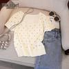 Women's Sweet Polka Dot Square Neck Knit Top