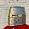 Mittelalterlicher Kreuzfahrerhelm Stahl Messing Ritterrüstung Ren Faire Cosplay Helm LARP Reenactment Ausrüstung Sammlerstück Wikingerhelm