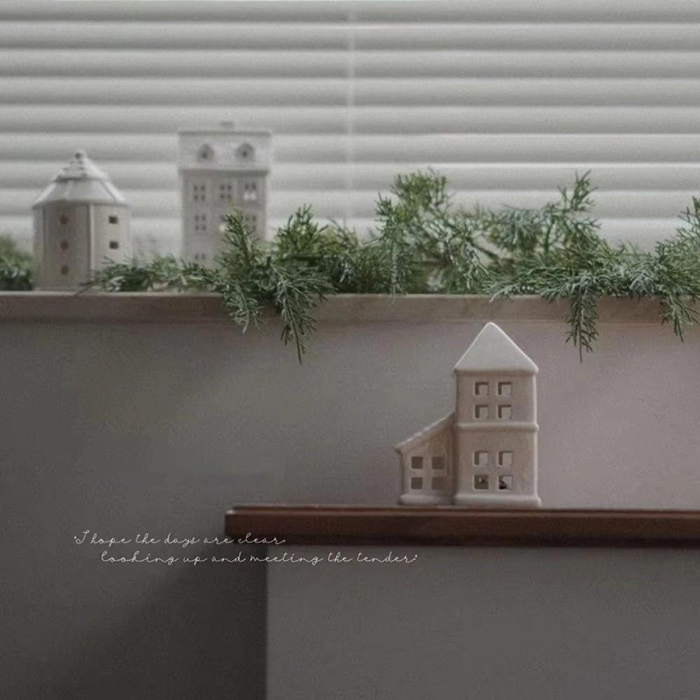 Button Batteries Christmas Atmosphere Lights Ceramic House-shaped Night Lamp  Birthday Present