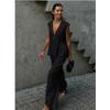Women's V-Neck Solid Colour Sleeveless Top Vest Trousers Set