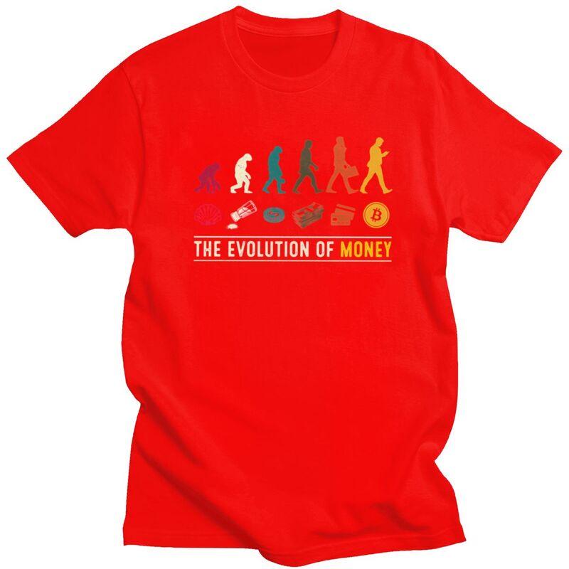 

The Evolution Of Money T Shirt for Men Pure Cotton Tshirt Tees Short Sleeve Crypto Bitcoin Tshirt Slim Fit Clothing Gift S