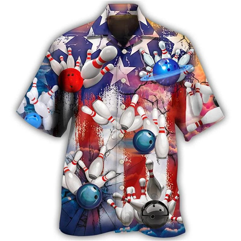 Nuova Camicia da Uomo con Stampa 3D Motivo Bowling Vintage Classica Camicia Street Oversize Uomo Donna Abbigliamento Blusa