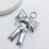 Glossy 3D Bowknot Keychain Bead Y2k Hanging Backpack Accessories Leather Pearl Bow Keyring  Women