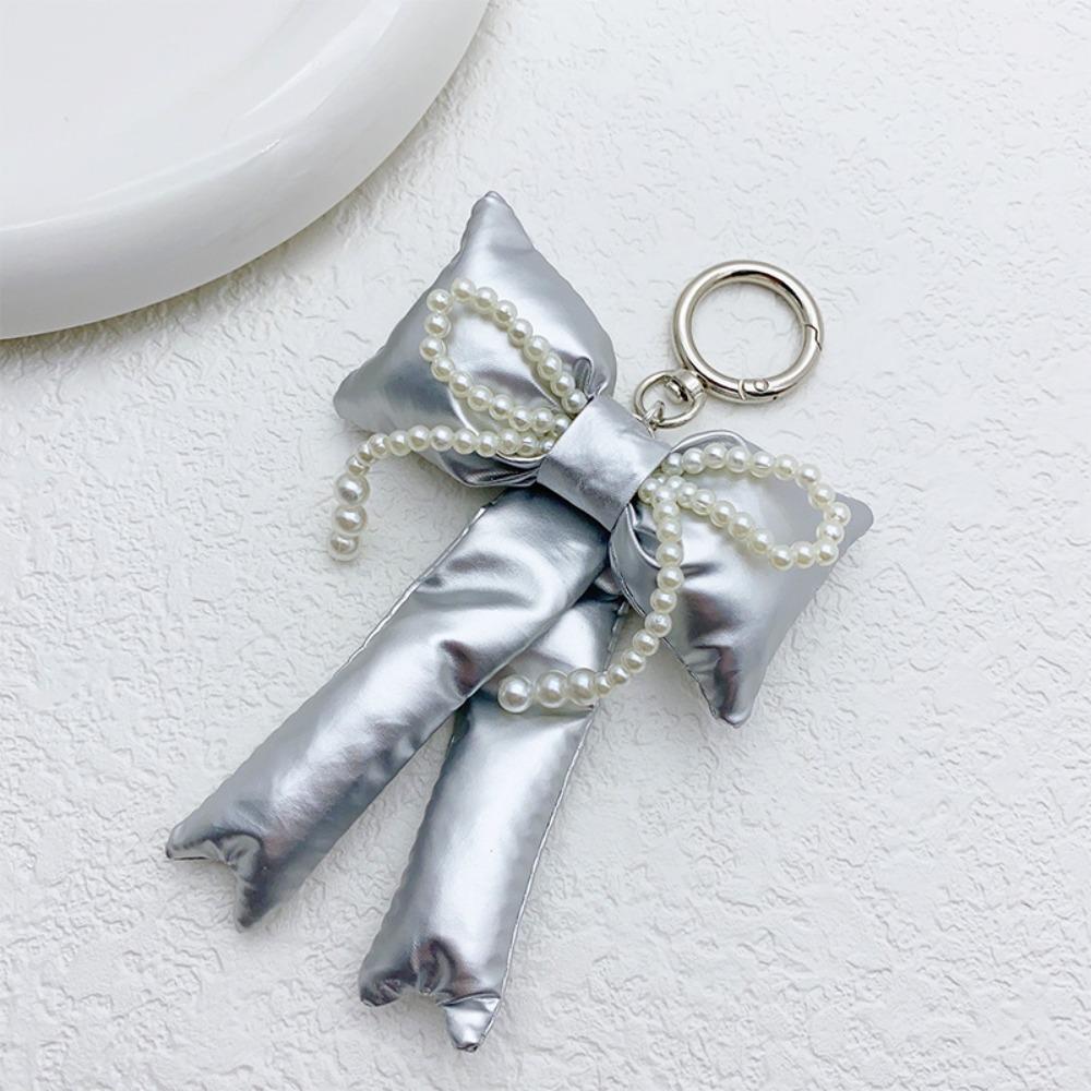 Bead Leather Pearl Bow Keyring Rhinestone Y2k Hanging Backpack Accessories School