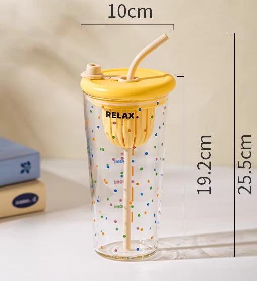High Borosilicate Glass Straw Cup, Coffee , Tea Water Separation , Household , Women s Large Capacity Water