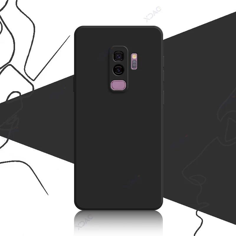 Luxus Quadratische Flüssigsilikon Hülle für Samsung Galaxy S9 Plus SamsungS9Plus 360 Weiche Handyhülle Wasserdicht Coque