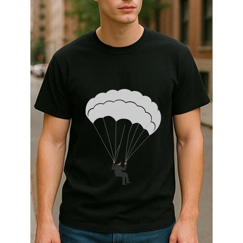 

Men s Print T-Shirt - Short & Long Sleeve Casual Round Neck Shirt with Skydiving-Themed for Adventure Enthusiasts, Wearable for Everyday Outfits 4XL чорний