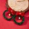 Creative Green Color Xmas Garland Bow Bell Pendant Earrings for Women Fashion Christmas Tree Earrings New Year Ear Jewelry Gift