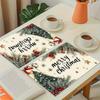 2pcs/4pcs/6pcs Set Christmas Tree Holly Pinecone Pattern Placemats. Seasonal Daily Holiday Decor for Home Kitchen Dining Party Indoor Outdoor.