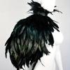 1 buc. Mantie Pelerină cu Pene Negre Gotică, Pene Naturale Costum Halloween Crăciun Mantie Misterioasă Petrecere Accesoriu Cosplay