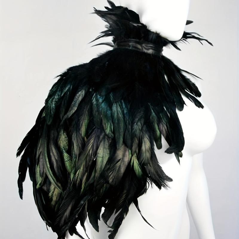 

1pcs Gothic Black Feather Cape Cloak, Natural Feathers Halloween Christmas Costume Mysterious Cloak Party Cosplay Accessory 8Y чорний