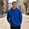 Men's Pullover Hooded Sweatshirt Solid Color Round Neck Loose Hoodie Long Sleeve Top