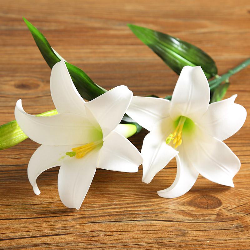 Шелковый цветок лилии для домашнего декора - Один стебель стабилизированного цветка