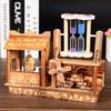 Cabin Windmill Sailboat Rotating Music Box Creative Wooden Pen Holder Student Birthday Gift