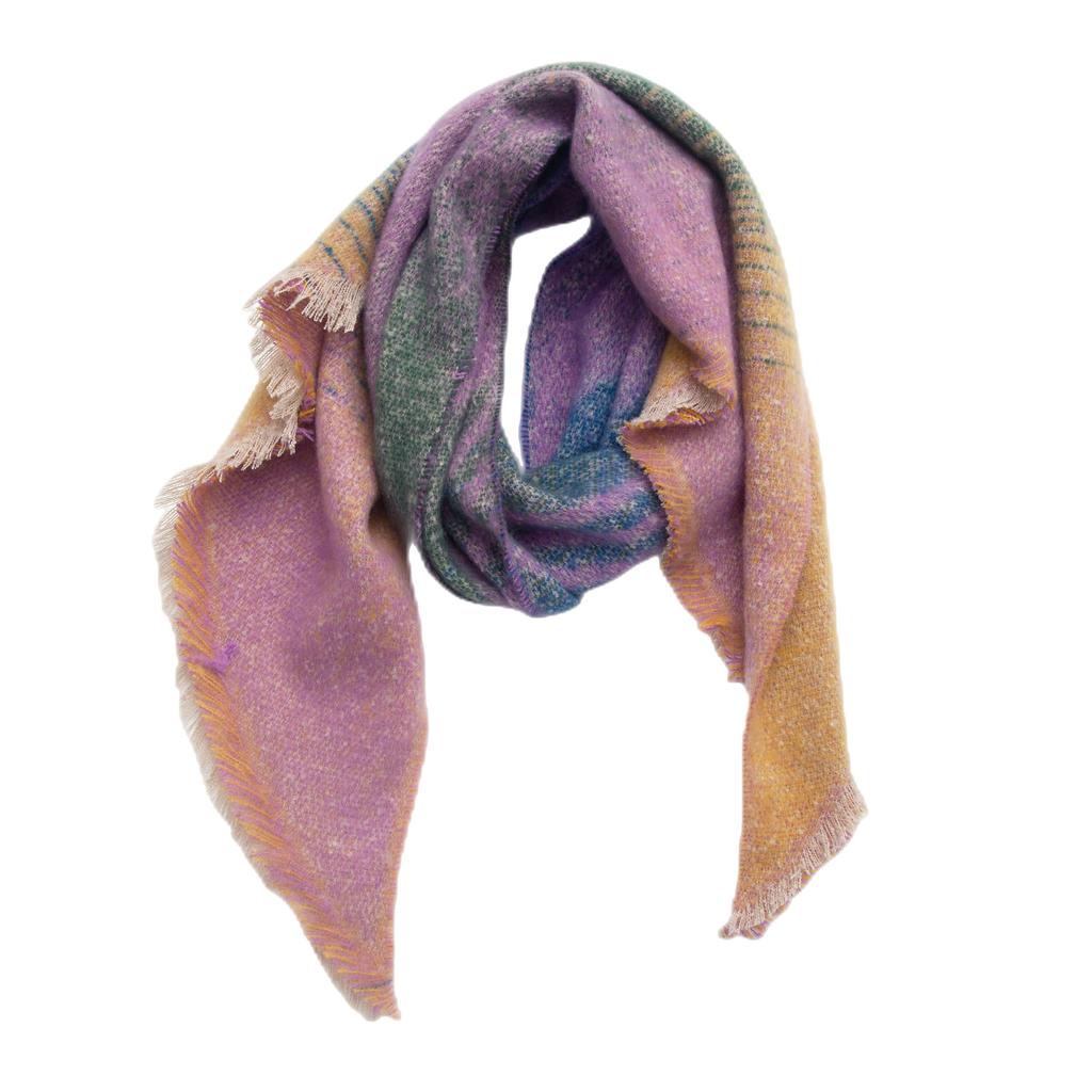 Women's Autumn Winter Thick Striped Star Print Scarf Warm Shawl