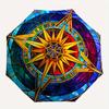 Stained Compass Rose Window ArtUmbrella, Portable 3-Fold Compact Umbrella for Men & Women Gift