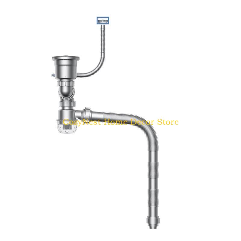 92MF Convenient Kitchen Sink Drain Set With Flexible Pipe and Clear Backflow Preventer for High Performances Daily Use