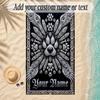 Hearts Theme Soft Beach Towel Personalized Custom Name Text Towel Portable for Beach Pool Travel
