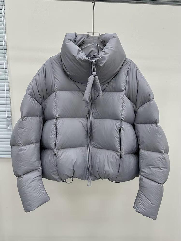 Autumn and winter new puff white duck down jacket women's short small stand-up collar bread jacket thickened warm jacket