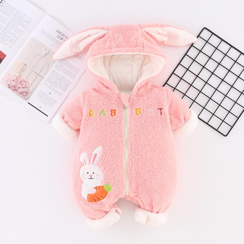 Cozy Newborn Teddy Lambswool Jumpsuit - Warm, Thick, Plush Outerwear for Autumn and Winter