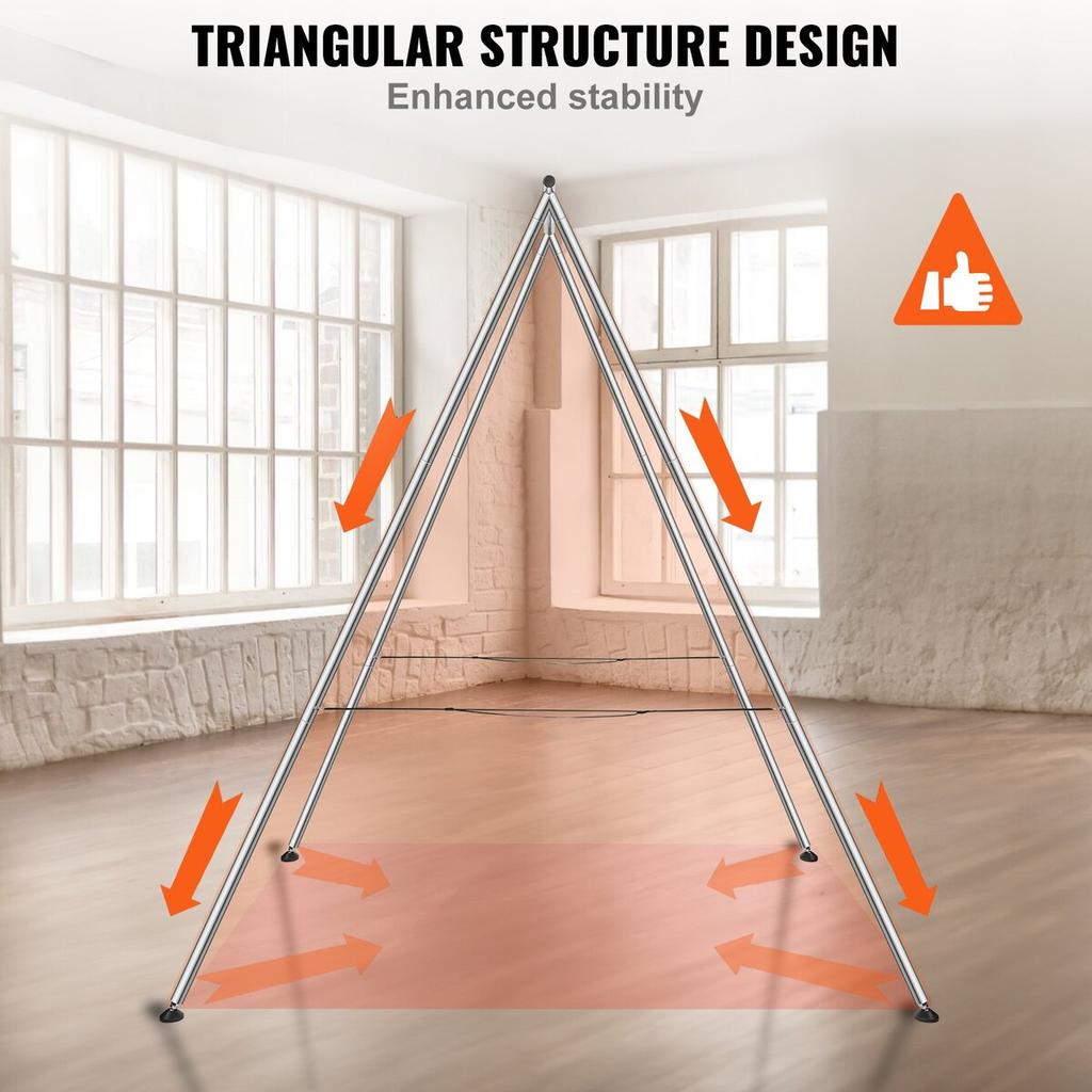 Aerial Yoga Frame, 9.67 Ft Height Yoga Swing Stand, Max 551.15 Lbs Load Chrome-Plated Steel Pipe Inversion Yoga Swing Stand Yoga Rig Yoga Sling