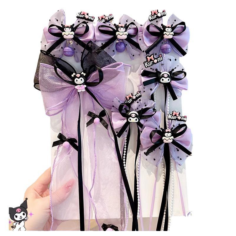 Kuromi Black & Purple Hair Accessories - Cute Bow Hair Clips for Girls and Babies