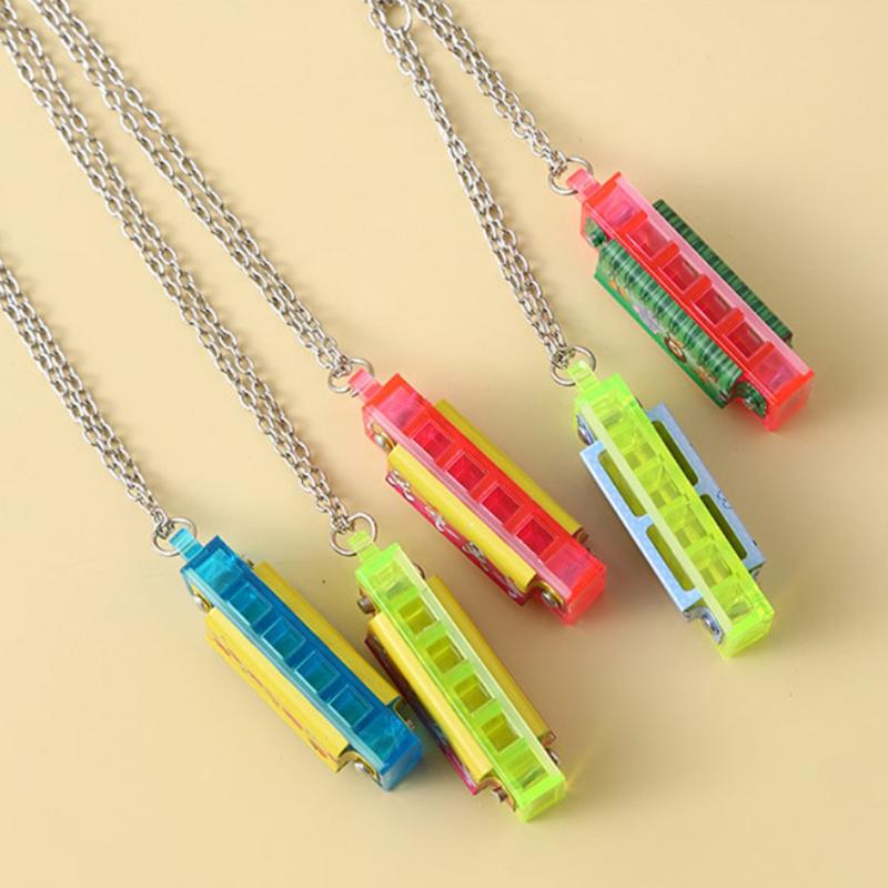 10/20Pcs Cartoon Mini Harmonica With Necklace Musical Toys For Kids Birthday Party Favors Pinata Fillers Boy Girl Christmas Gift