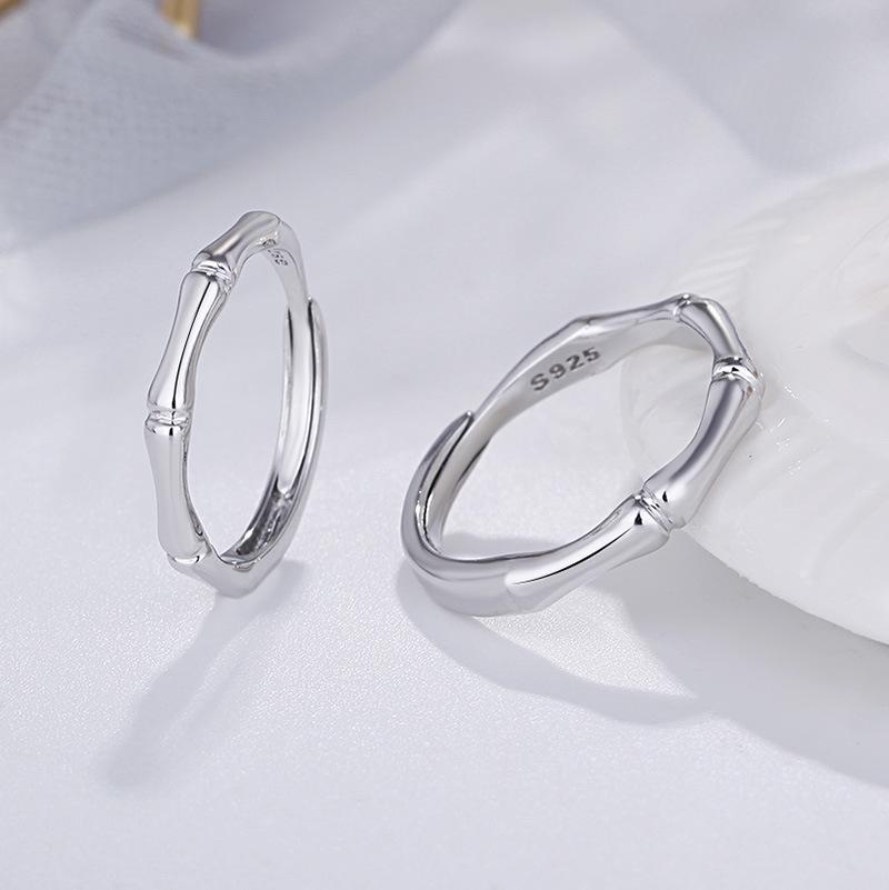 2PCS 925 Sterling Silver Ring Adjustable Open Couple Engagement Rings for Women Men Wedding Ring Party Fashion Jewelry Gift