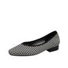 New Mid-heel Flying-woven Women's Shoes Woven Breathable Fashion Light-mouth Soft-soled Women's Single Shoes